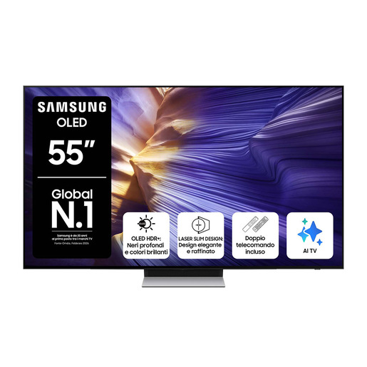 Samsung OLED AI TV 55'' QE55S90FAEXZT 4K, Processore NQ4 AI Gen3, 4K AI Upscaling Pro