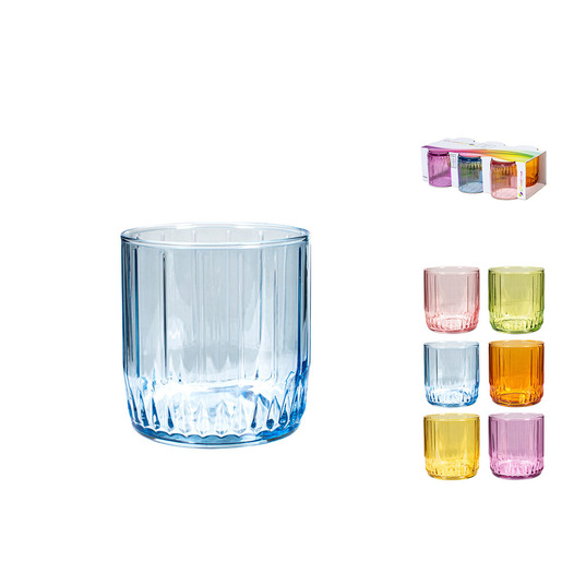 Image of Pasabahce Confezione 6 bicchieri Leia in vetro colori assortiti cl 26.