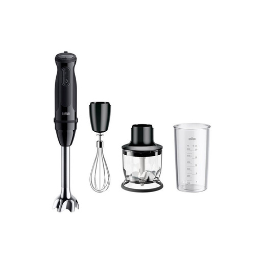 Braun MultiQuick 5 - Minipimer, Frullatore a immersione, con Tritatutto, 1000W, Nero (MQ.50202M)