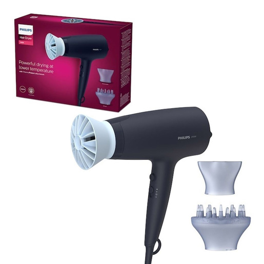 Image of Philips Serie 3000 Asciugacapelli nero con accessorio ThermoProtect BHD360/20