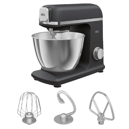 AEG KM5-1-4BPT, Planetaria Impastatrice, 1200W, Capacita' 5L, 6 Velocita' + Controllo Manuale, Ciotola In Acciaio Inox, Accessorio Frusta/Gancio Per Impa