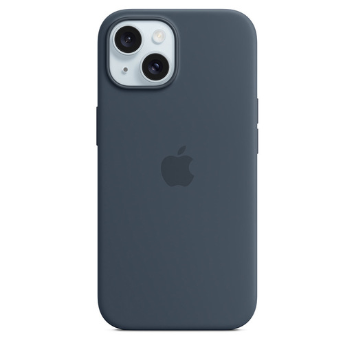 Image of Apple Custodia MagSafe in silicone per iPhone 15 - Blu tempesta
