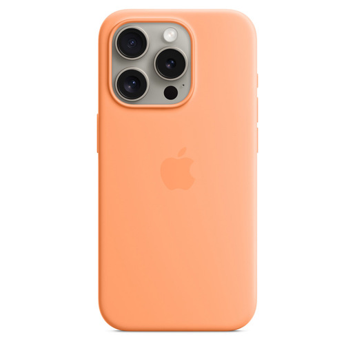 Image of        Apple Custodia MagSafe in silicone per iPhone 15 Pro - Aranciata