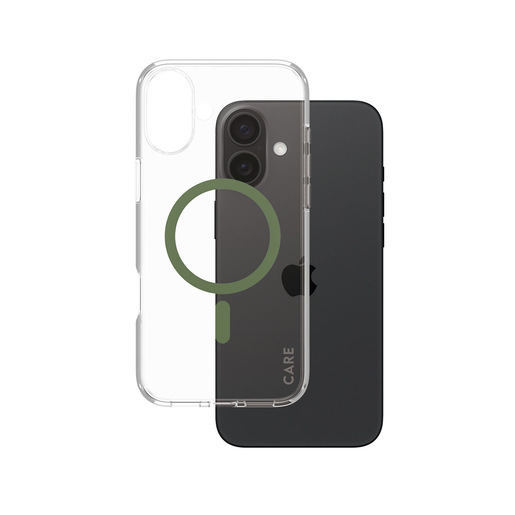 Image of PanzerGlass CARE by ® Flagship Cover Trasparente Urban Combat con MagSafe Verde iPhone 16 Plus