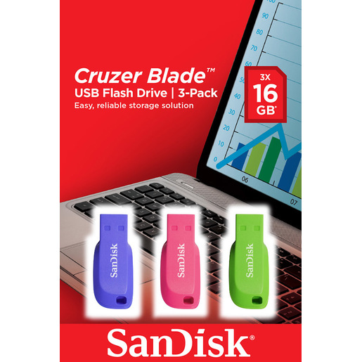 Image of SanDisk Cruzer Blade 16GB unità flash USB USB tipo A 2.0 Blu, Verde, Rosa