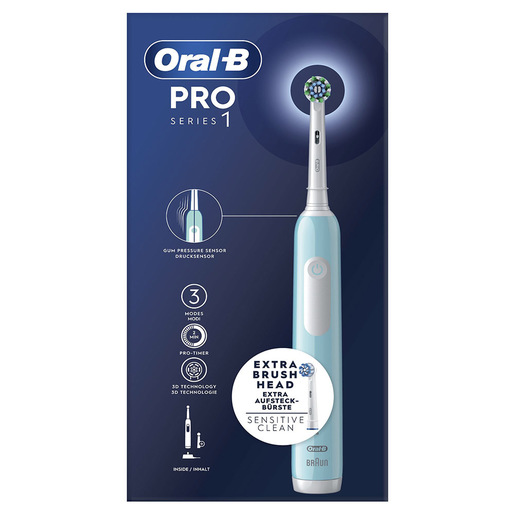 Image of Oral-B Spazzolino Elettrico Ricaricabile Series 1 Blu con 2 Testine di Ricambio, 1 Spazzolino