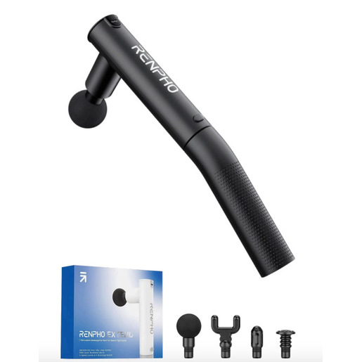 Image of Renpho Extend Massage Gun R-C004, Pistola Massaggiante con Manico di Estensione Rimovibile, 4 Testine e 4 Velocità