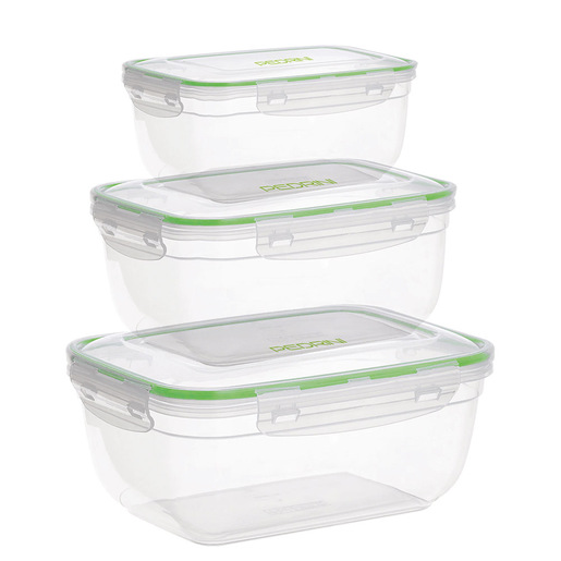 Image of Pedrini PED04GD314 recipiente per cibo Rettangolare Contenitore Verde, Trasparente 3 pz