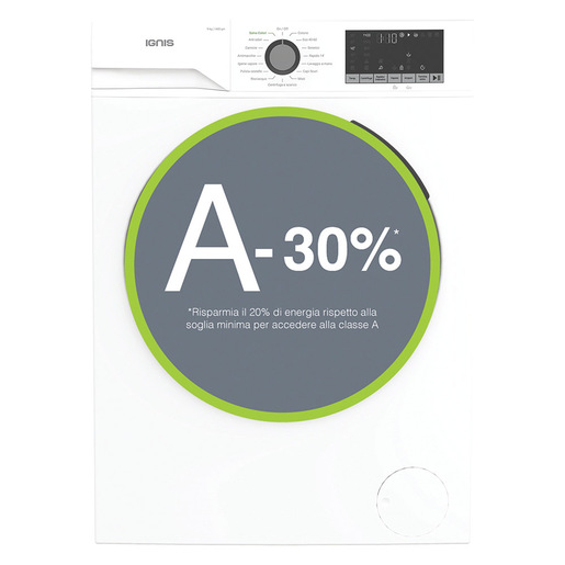Ignis IG 9149DB IT, lavatrice a carica frontale 9 kg, A-30%, motore inverter, 1400 giri display digitale XL, vapore