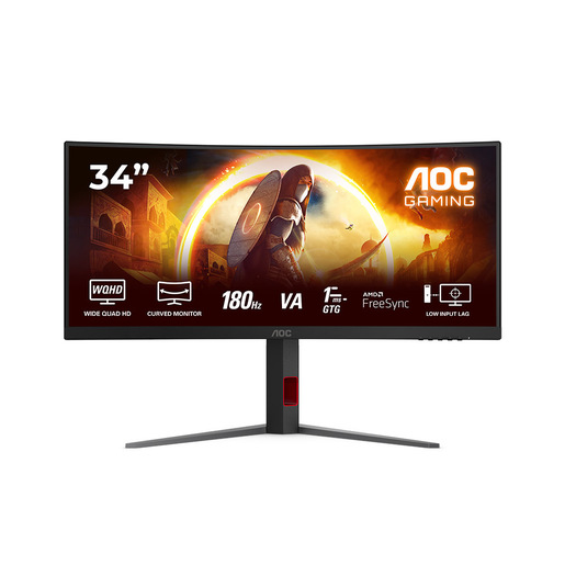 Image of AOC G4 CU34G4 Monitor PC 86,4 cm (34'') 3440 x 1440 Pixel Wide Quad HD LED Nero, Rosso