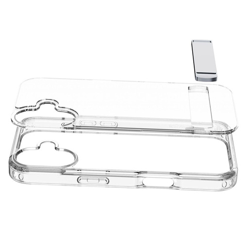 Image of Cellularline Clear Stand - iPhone 17 Custodia trasparente con stand integrato, pensata per l’uso a mani libere. Realizzata in doppio materiale con tra