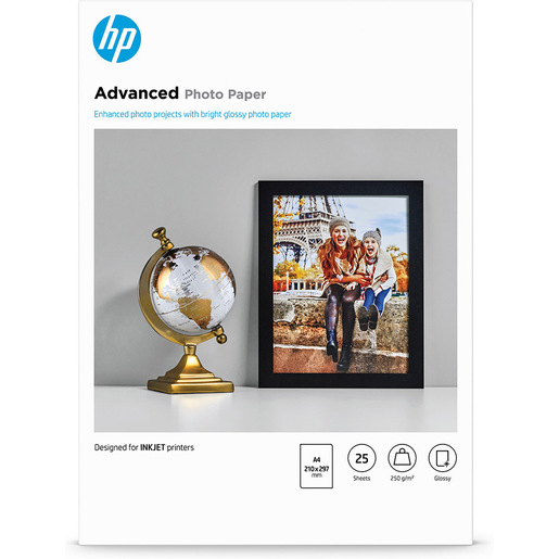 Image of HP Carta fotografica Advanced, lucida, 250 g/m2, A4 (210 x 297 mm), 25
