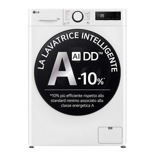 Image of LG F4WR6010AGW Lavatrice 10kg AI DD, Serie R5, Classe A-10%, 1400 giri, TurboWash 360, Lavaggio a vapore, White