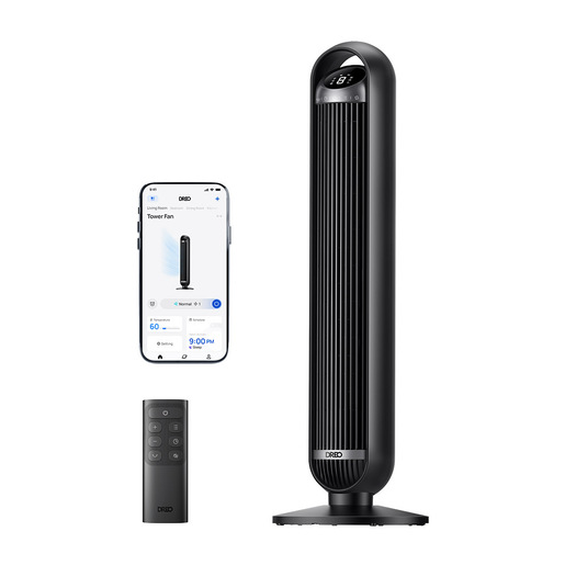 Dreo Ventilatore a Torre Smart 413S – Silenziosità Estrema 25dB, Flusso d'Aria 8 m/s e 8 Velocità – WiFi 91cm con App/Alexa/Google Assistant, Oscillazion