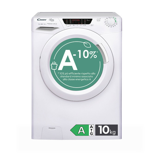 Candy Ultra Hygiene, Lavatrice 10kg, Classe A-10%, 1400 giri, Bianco, HES14104TWM6/1-S