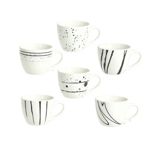 Image of Joia Home SET 6 TAZZINE CAFFE' IRIS KYOTO tazza Nero, Bianco Caffè 6 pz