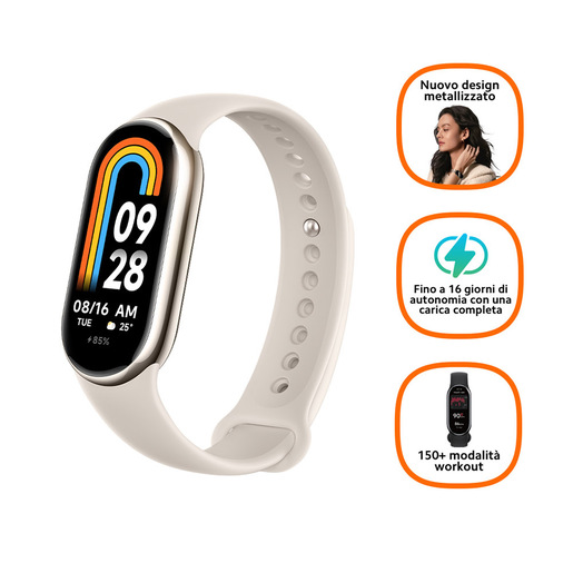Image of Xiaomi Smart Band 8 AMOLED Tracciatore di attività a clip/da polso 4,11 cm (1.62'') Champagne, Oro