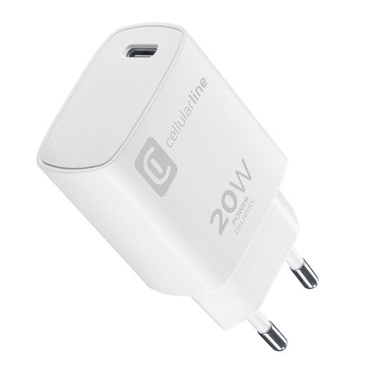 Image of Cellularline CARICABATTERIA RETE APPLE 20W SMALL BIANCO Caricabatterie da rete USB-C 20W in micropack