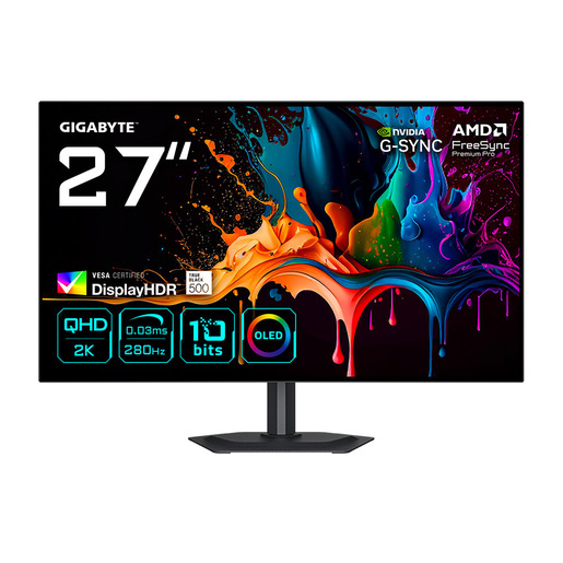 Image of GIGABYTE MO27Q28G Monitor Gaming OLED 27'' QHD - 2560 x 1440, 280Hz, 0,03ms, 335 cd/m², Display HDR True Black 500, HDMI 2.1, DisplayPort 1.4