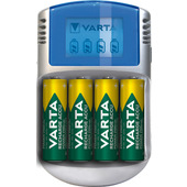 Varta LCD charger AA & AAA (Batterie ricaricabili NiMH incl. 4x AA 2600 mAh accu & AC adattatore & 12 V adattatore & cavo USB),Grigio-image