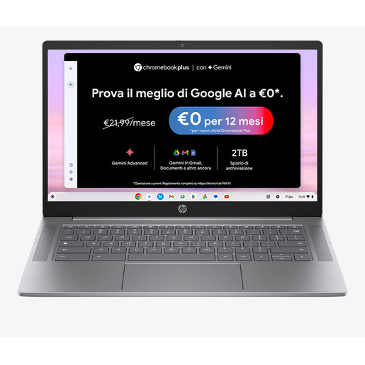 Image of HP Chromebook 14a-nf0014nl Intel® Core™ i3 i3-N305 35,6 cm (14'') Full HD 8 GB LPDDR5-SDRAM 256 GB UFS Wi-Fi 6E (802.11ax) ChromeOS Argento