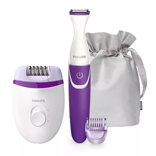 Philips Satinelle Essential Epilatore compatto con cavo bianco e viola BRP505/00