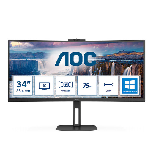 Image of AOC V5 CU34V5CW/BK LED display 86,4 cm (34'') 3440 x 1440 Pixel Wide Qu