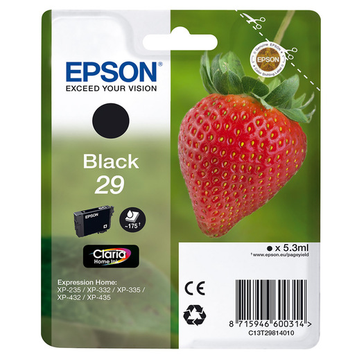 Image of Epson Strawberry 29 K cartuccia d'inchiostro 1 pz Originale Resa standard Nero
