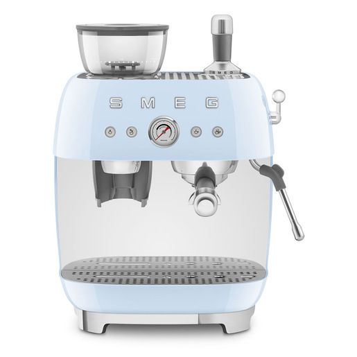 Image of Smeg Macchina da Caffè Espresso Manuale con macinacaffè integrato 50's Style – Azzurro LUCIDO – EGF03PBEU