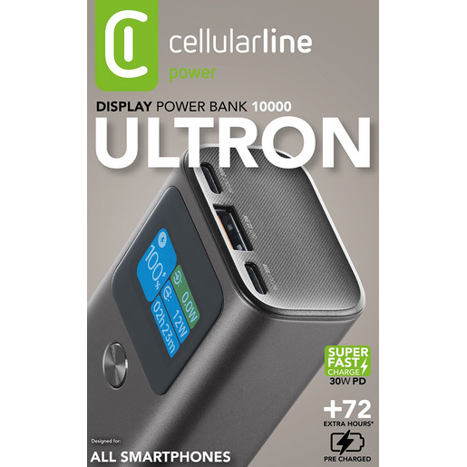 Image of Cellularline Ultron 10000 Caricabatterie Portatile 10000mAh 30W con LCD display