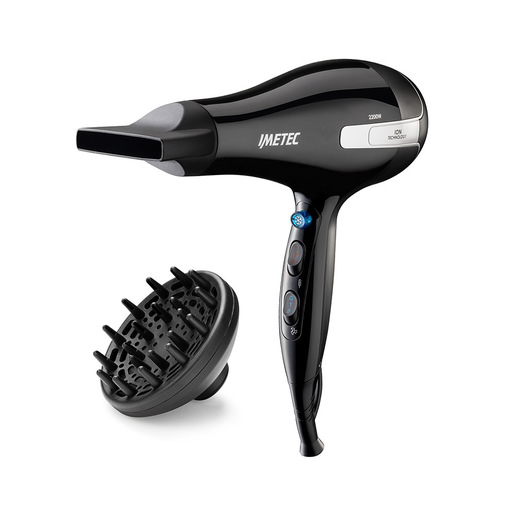 Image of Imetec Asciugacapelli K7 2000, 2200W, Tecnoloiga a ioni, 2 velocità, 3 temperature, Colpo Aria Fredda, Convogliatore Stretto, Diffusore Professionale