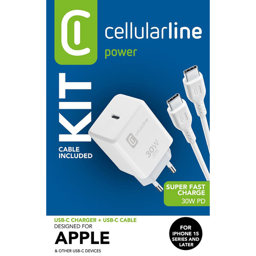 Image of Cellularline USB-C CHARGER KIT USB-C 30W USB-C Charger Kit 30W – iPhone 15 series