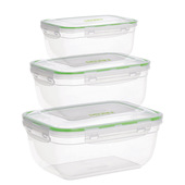 Pedrini PED04GD314 recipiente per cibo Rettangolare Contenitore Verde, Trasparente 3 pz-image