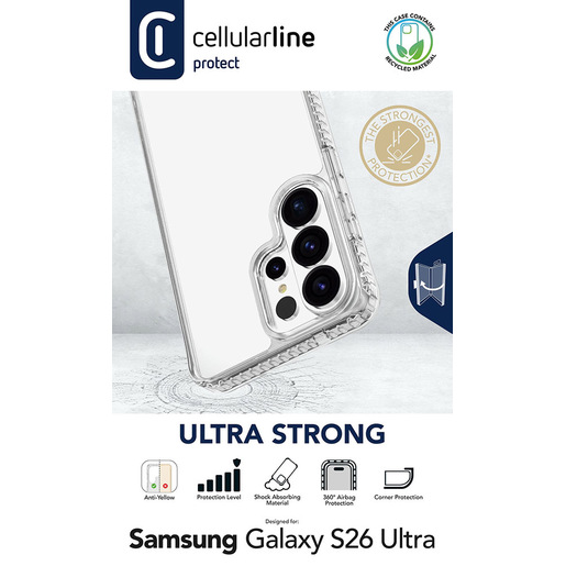 Image of Cellularline Ultra Strong - Galaxy S26 Ultra Custodia ultra protettiva dal design trasparente con bordi rivestiti in materiale anti-shock e camere d’aria