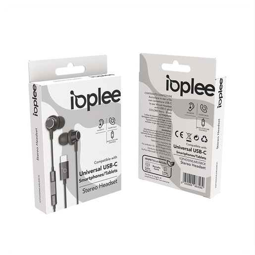 IOPLEE Auricolare In-ear a filo con connettore USB-C - Nero