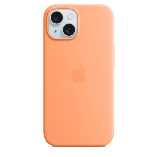 Image of        Apple Custodia MagSafe in silicone per iPhone 15 - Aranciata