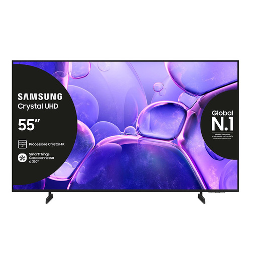 Samsung Crystal UHD 55'' UE55U8000FUXZT 4K, Processore Crystal 4K, HDR, Smart Experience, OTS Lite & Adaptive Sound, Metal Stream Design, Smart TV, 2025