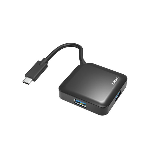 Image of Hama Hub USB Type C da tavolo, 3.2, 4 porte, cavo integrato, nero
