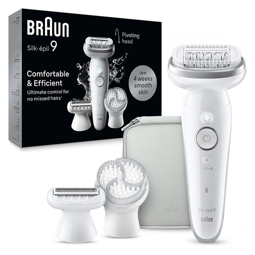 Image of Braun Silk-épil 9 9-061, Epilatore Elettrico Donna Per Una Epilazione Facile, Pelle Liscia a Lungo, Bianco/Argento