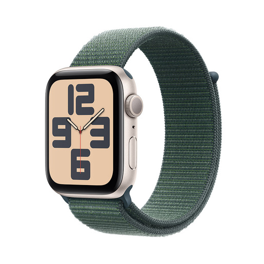 Image of Apple Watch SE GPS 44mm Cassa Alluminio Galassia con Verde Lago Sport Loop