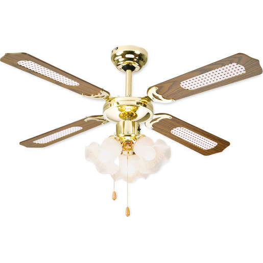 Image of Electroline Ventilatore a soffitto 4 pale 105cm con luce ottone