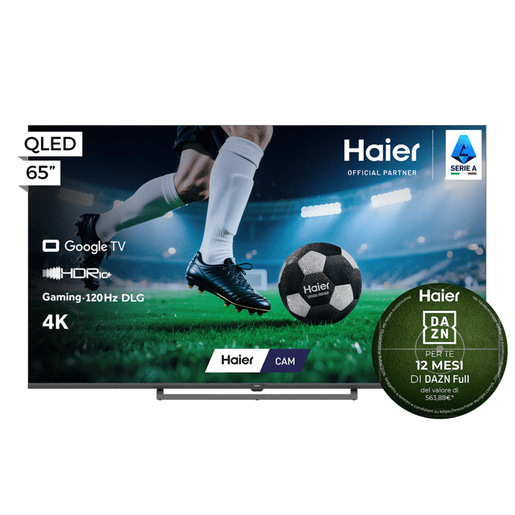 Haier Smart TV QLED 65'' H65S80GUX, 4K, Google TV, AI Picture Quality, Gaming 120Hz DLG, HDR10+, Dolby Audio, MEMC, HDMI 2.1 x4, Bluetooth 5.1, DBX TV
