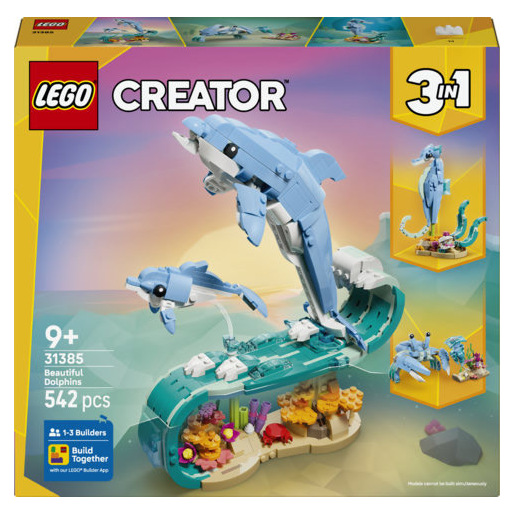 Image of LEGO Creator 31385 3in1 Animali Marini: Meravigliosi Delfini Giocattolo, Si Trasforma in Cavalluccio Marino o Granchio, 9+