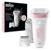 Braun Silk-épil 7 7-030, Epilatore Elettrico Donna Per Una Epilazione Semplice, Bianco/Rosa-image