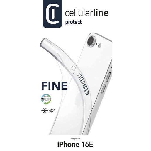 Cellularline Fine - iPhone 16E Cover in gomma morbida ultra sottile e trasparente