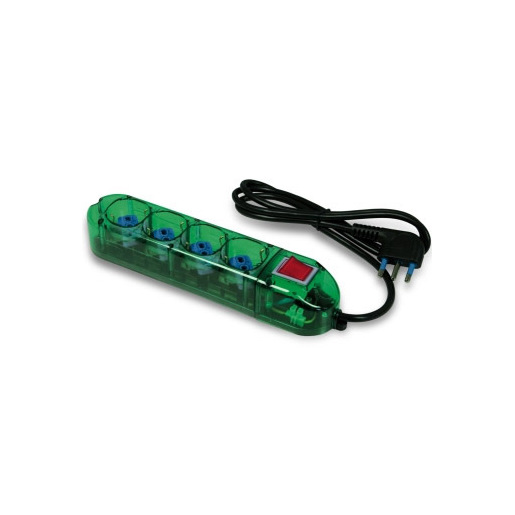 Image of Garanti 41083-0065C-G prolunghe e multiple 1,5 m 4 presa(e) AC Verde, Trasparente
