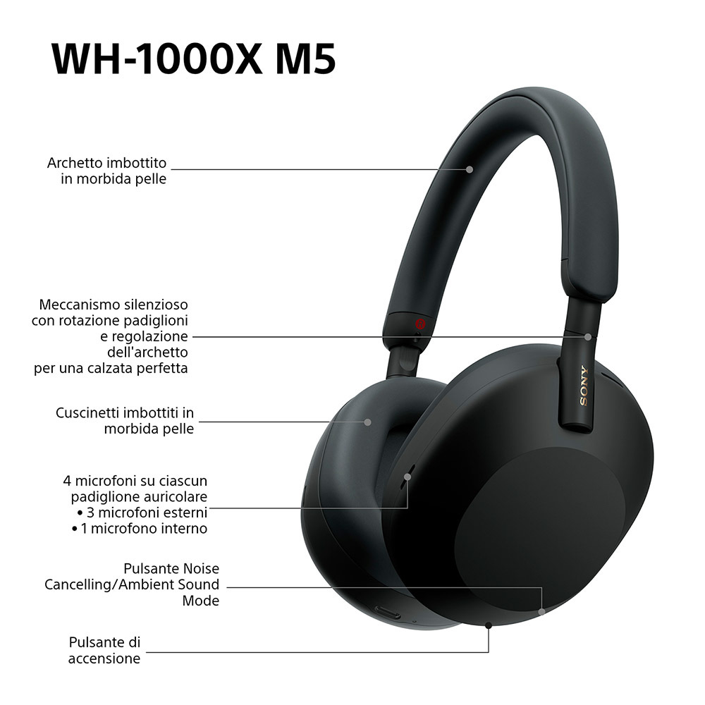 いたりあ　SONY WH-1000XM5 ブラック Sony WH-1000XM5 Custodia Rigida | Cuffie Wireless Premium