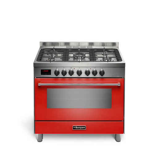 Image of Bompani Tech Cucina Elettrico Gas Rosso, Acciaio inossidabile A