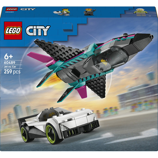 LEGO City 60489 Jet Contro Auto Sportiva Giocattolo, Aereo, Macchina e 2 Minifigure di Piloti, Idea Regalo per Bambini 6+