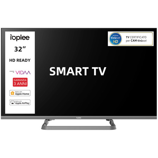 IOPLEE IOP32M10VDA SMART TV 32'' HD, Sistema operativo VIDAA, Triplo tuner DVBT2/C/S2, Certificato TivuSAT, Piedistallo centrale, Dolby Audio, Parental C